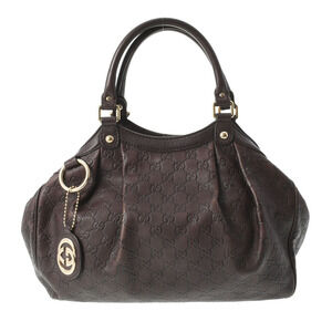 GUCCI Guccissima Sukey Brown Leather Handbag